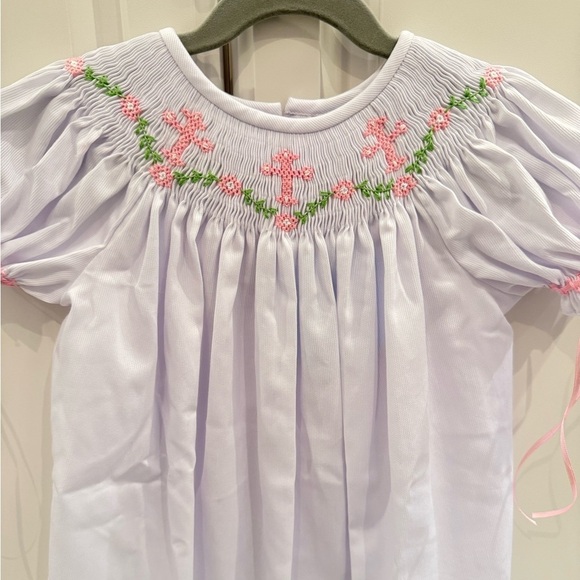 NEW Classic Whimsy Cross and Vine White Smocked Dress - Picture 3 of 8